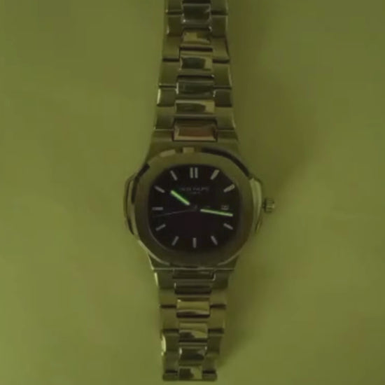 Patek Philippe Silver Watch with Date